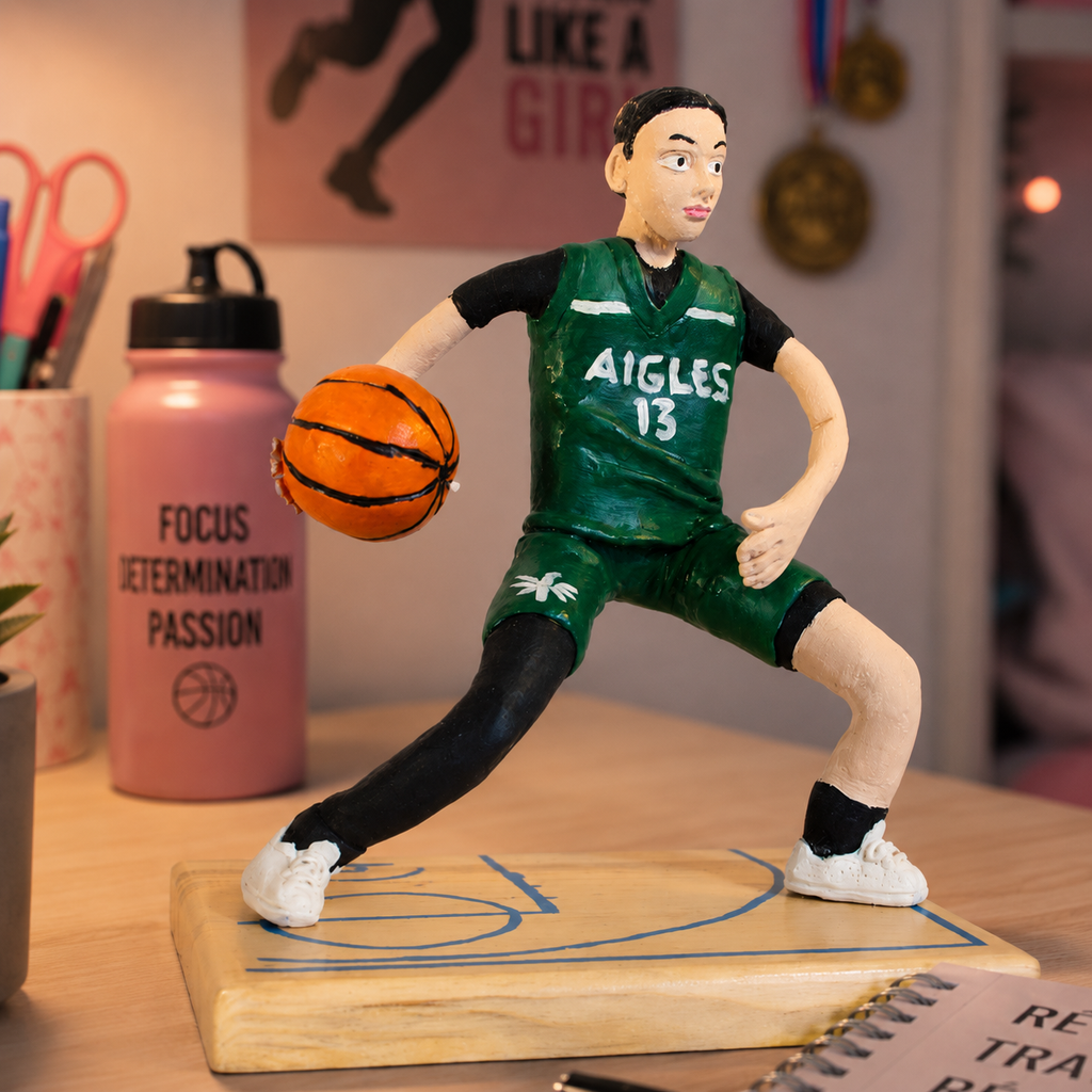 Commande spéciale - Reproduction d'une jeune fille en action au basketball