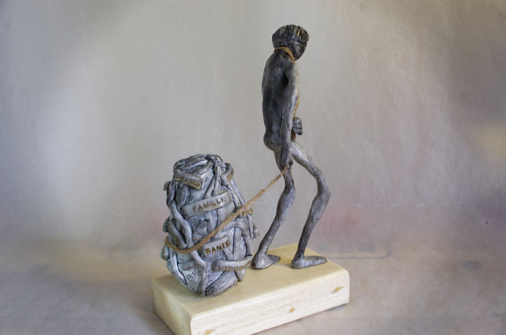 La charge mentale - Sculpture en argile polymère